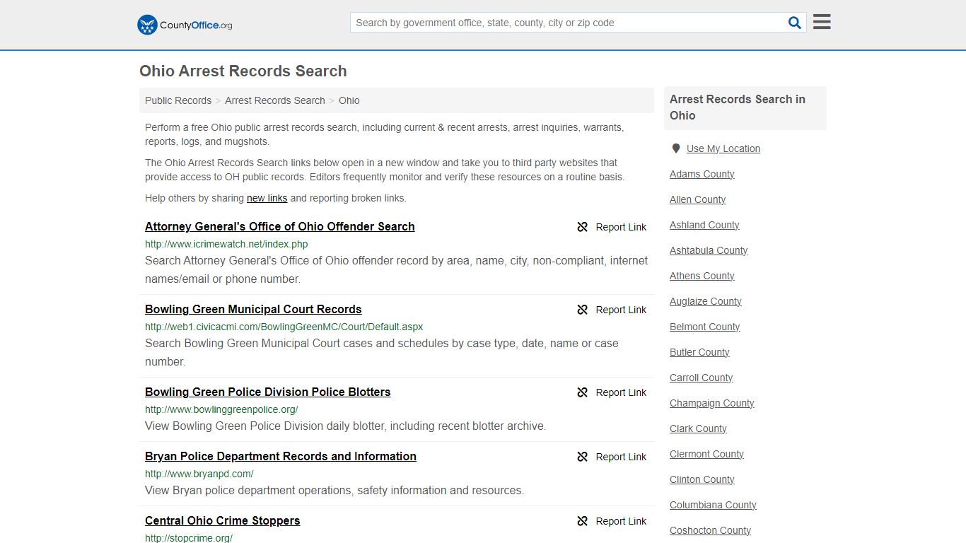 Arrest Records Search - Ohio (Arrests & Mugshots) - County Office